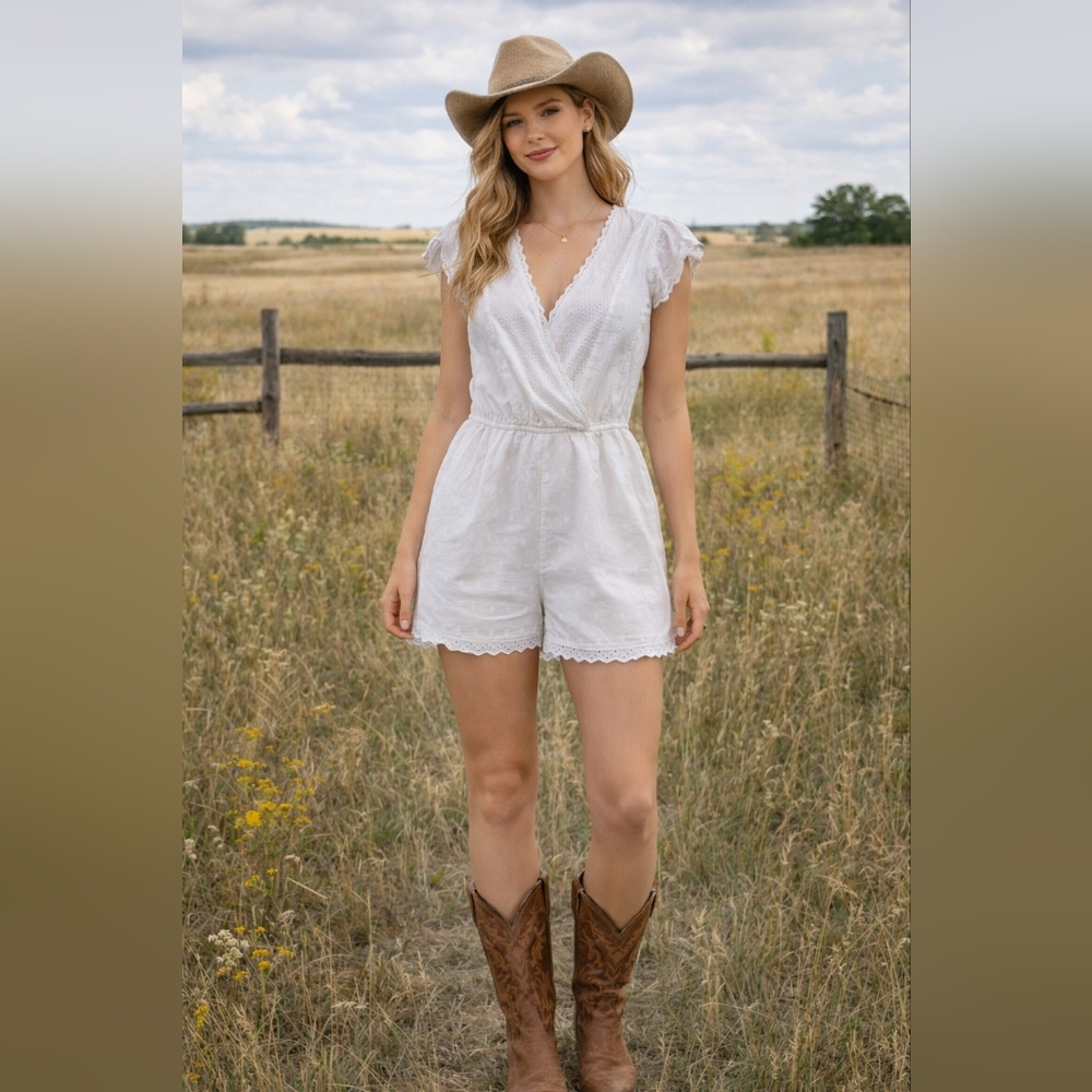 Vintage Handmade Eyelet Romper